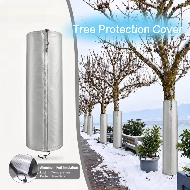 Tree Trunk Winter Protection Cover Aluminum Foil Insulated Frost Guard Sleeve Cold Weather Wrap for Fruit Trees Shrubs Garden