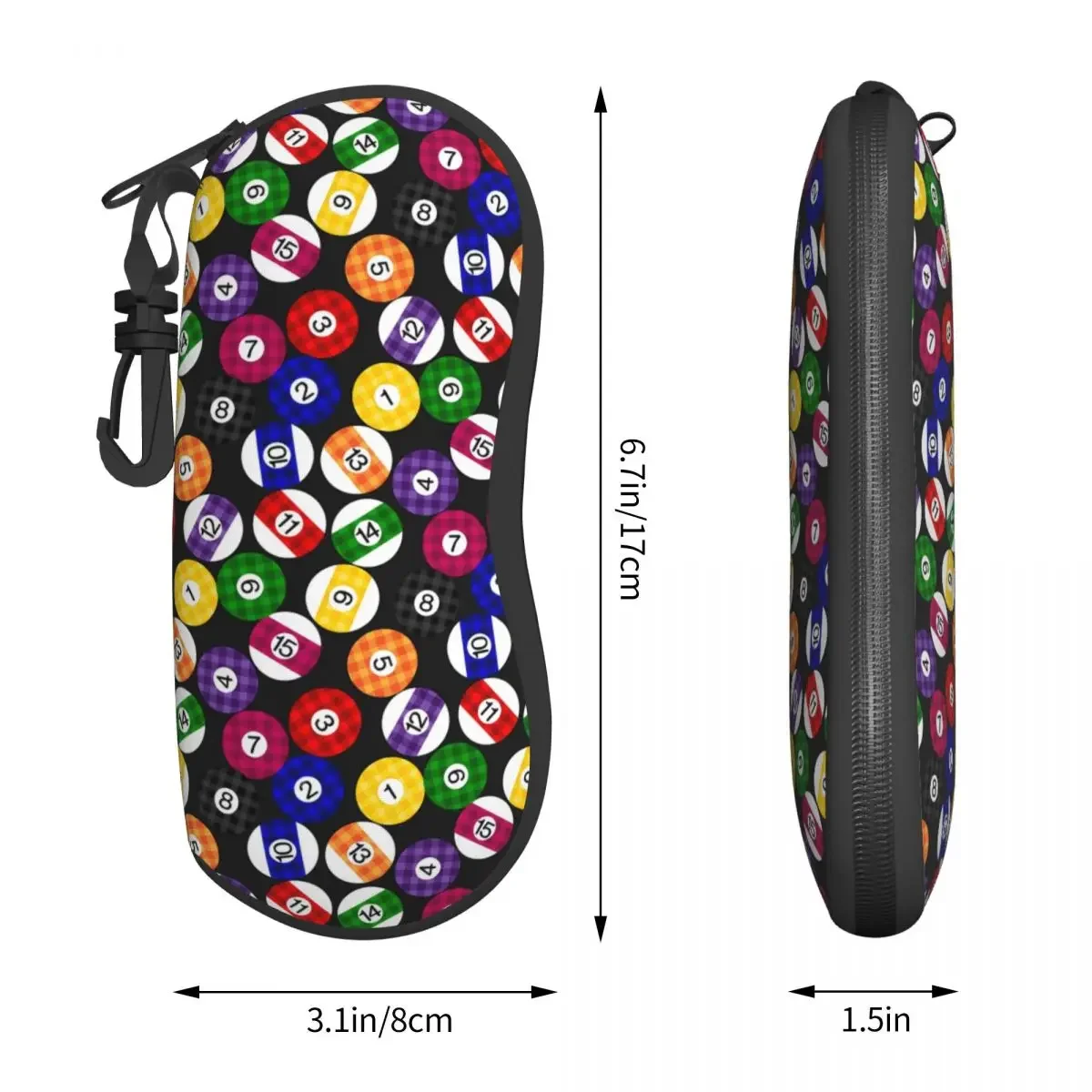 Fun Ball Print astuccio per occhiali verticale biliardo a scacchi originale maschio femmina occhiali da sole custodia da viaggio morbido accessorio per occhiali