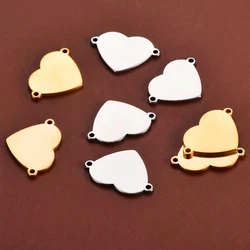 15Pcs Stainless Steel Heart-shaped Connector Jewelry for Handmade Women's Necklace Bracelet DIY Making Findings Charm
