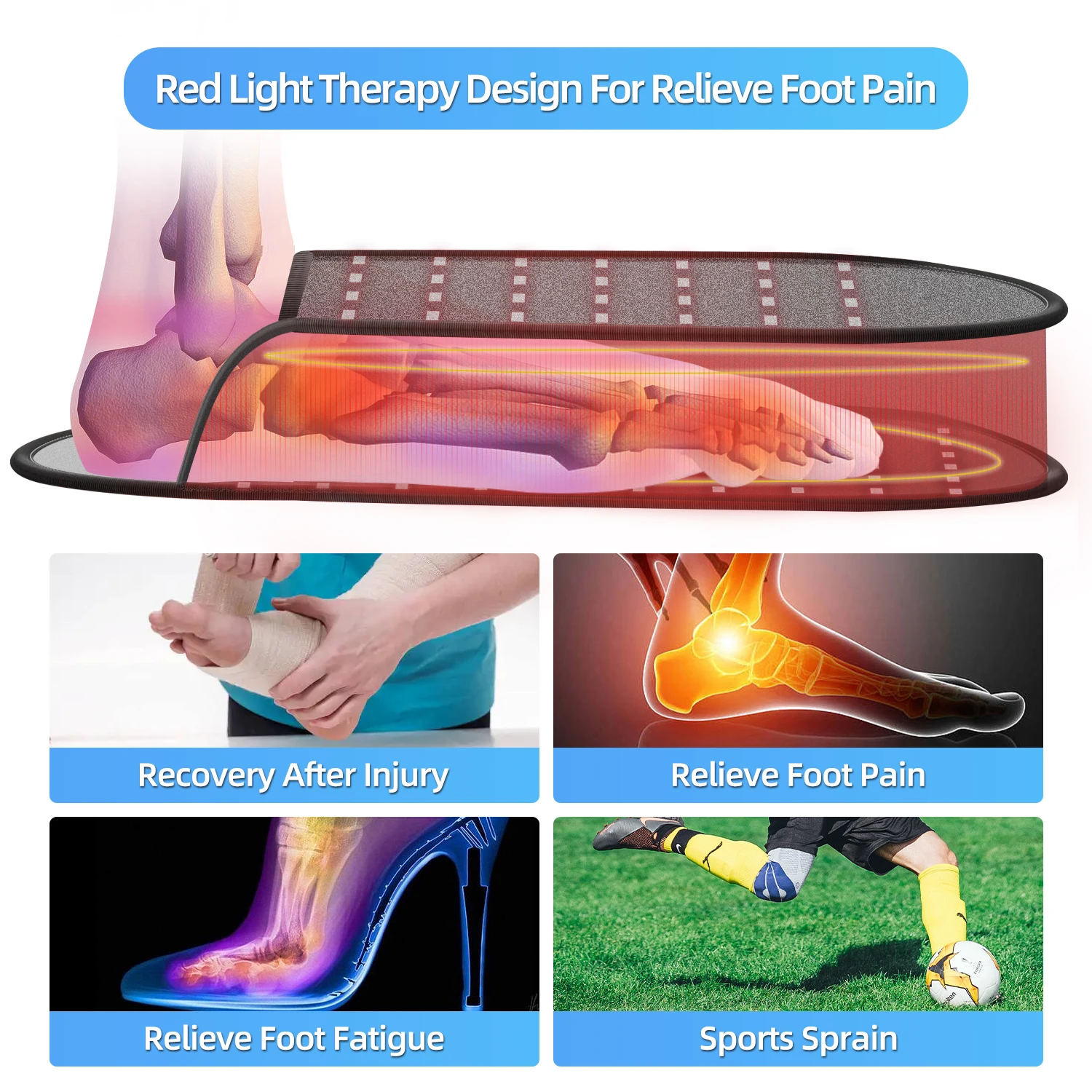 660nm&850nm Red Light Infrared for Feet Pain Slippers for Foot Pain Relief,Injury Recovery,Muscle Relaxation Heating Pad