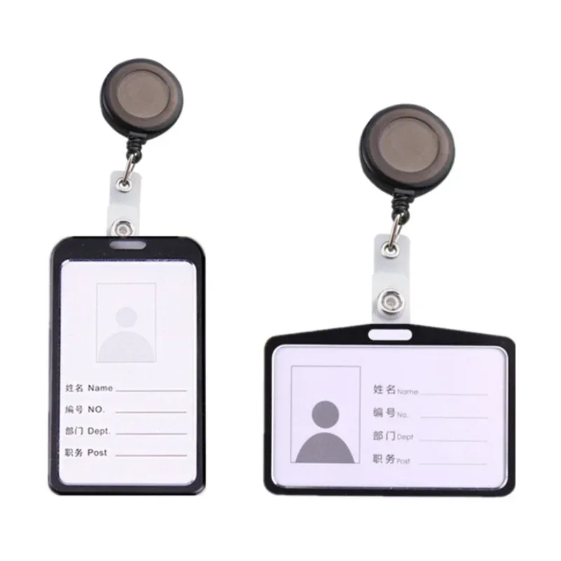 Metal Working Permit Case Sleeve for Staff Workers Pass Work Card Holder with Retractable Clip Badge Holder Reel Tag ID Holder