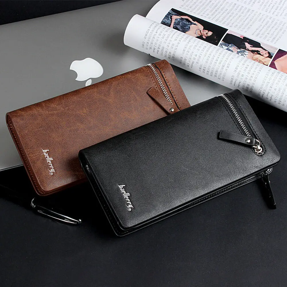 Men Long Wallet Clutch Bag Credit Card Holder Purses Carteira Masculina Carteras Billetera Hombre PU Leather Money Portfe Carte