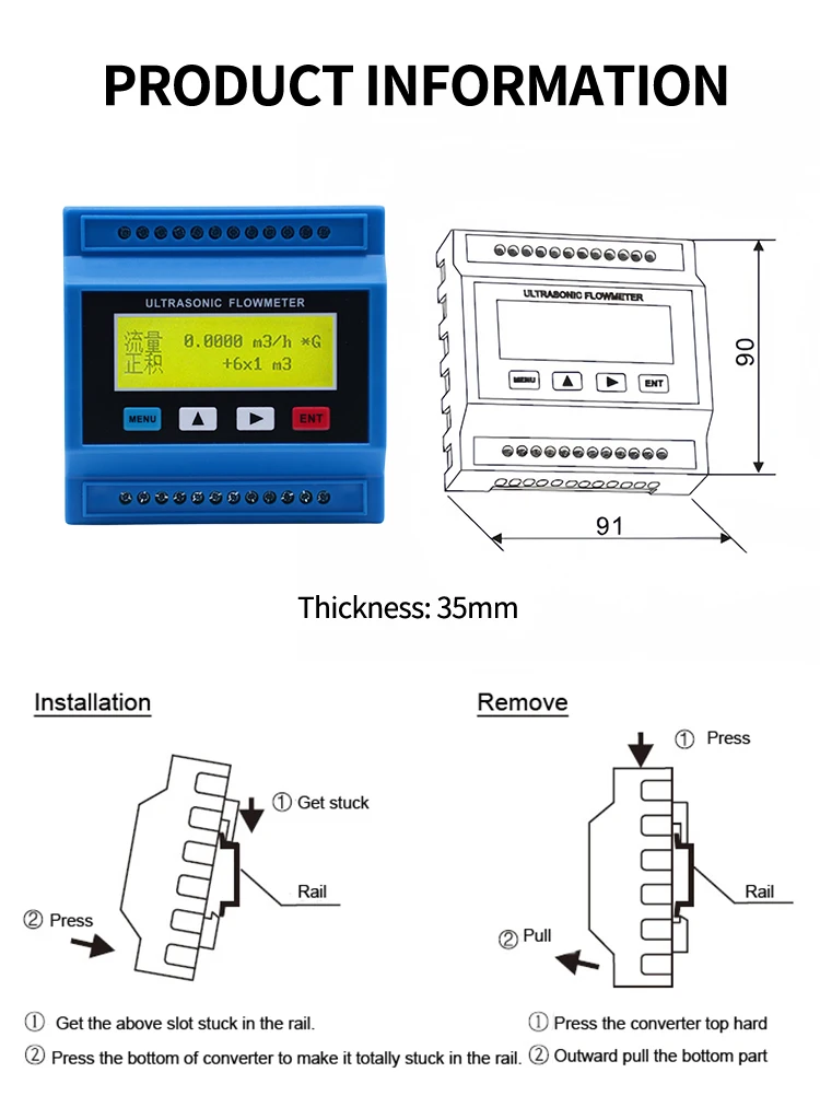 Medidor de calor con caudalímetro ultrasónico Modular, precio del transductor de flujo con abrazadera, TM-1 y CT-1, DN50-DN700 TUF-2000M