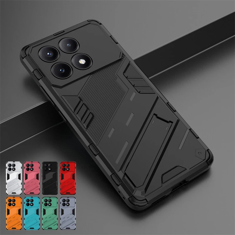 For Xiaomi Poco X6 Pro Case Xiaomi Poco X5 X6 X6 Pro Cover Case Armor PC Stand Holder Shockproof TPU Protective Phone Back Cover