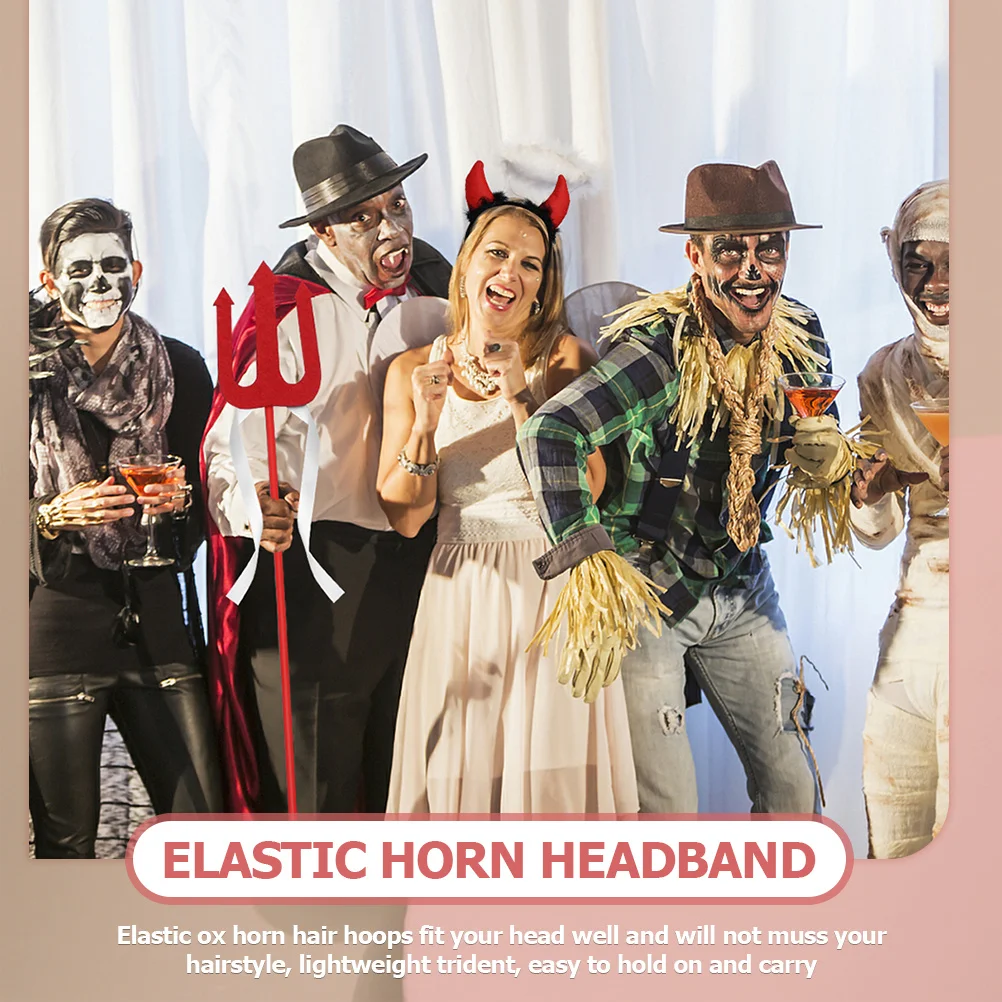 

3Pcs Devil Wing Horn Headband Set Red Elastic Halloween Party Cosplay Costume Accessories Halloween Devil Props