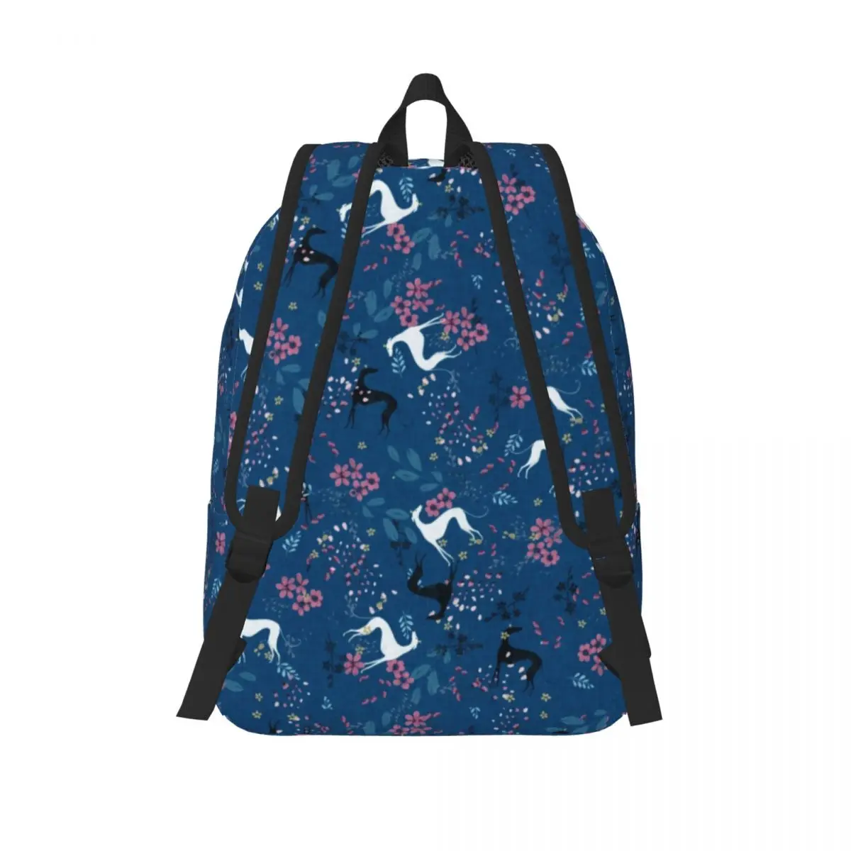 Custom Sighthound Greyhound Flower Love In Blue Laptop Backpack Basic Bookbag for College School Students Whippet Dog Bags