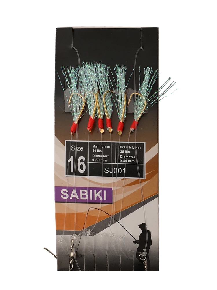 6pcs/Pack Sabiki Soft Fishing Lure Rigs Bait Jigs Lure Feather Lure Herring Bait Tackle Tool For Mackerel Fishing