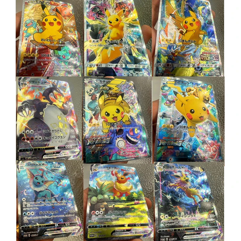 

9Pcs/set Pokemon Ptcg Diy Pikachu Self-Control Ptcg Collect Signature Trading Flash Card Anime Cartoon Gift Color Flash