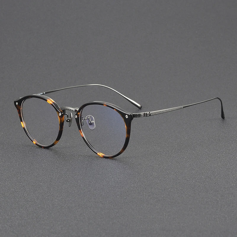 Retro Oval N-055 ไทเทเนียม Acetate กรอบแว่นตาสําหรับบุรุษและสตรีแว่นสายตาสายตาสั้นอ่านหนังสือส่วนบุคคลแว่นตา