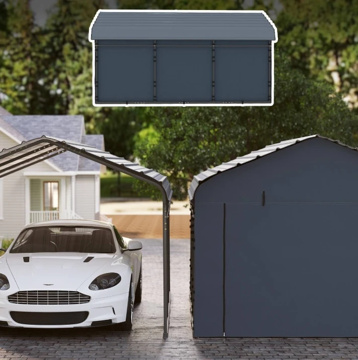 

Metal Carport With Waterproof Skirt Heavy Duty Car Port Canopy Outdoor Garage Car Shelter For Pickups Cars Tractors
