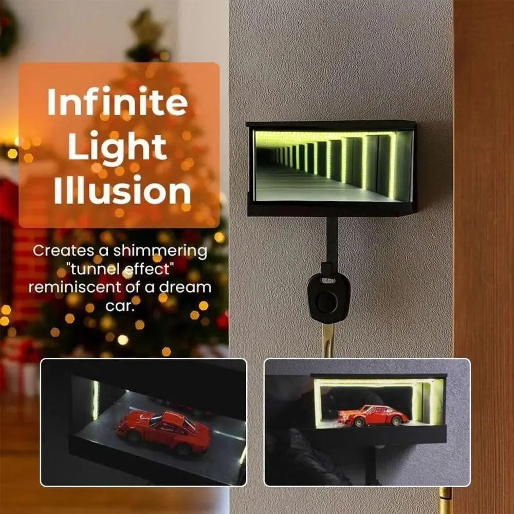 Creative Garage Key Holder Multifunctional with LED Light Wall Mount Key Storage Rack Mirrior Space-saving Car Key Hanger