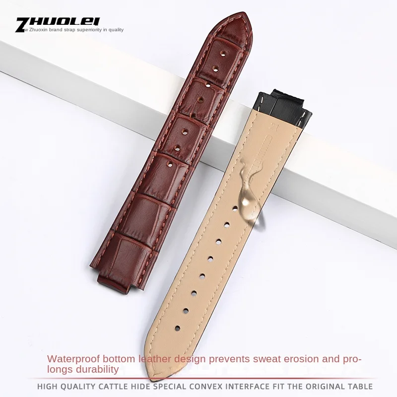 Genuine leather Watchband Chain Butterfly Clasp For Louis Vuitton Tambour Q1121 Men Women Q114k LV Cowhide Strap 21.12mm 18.10mm