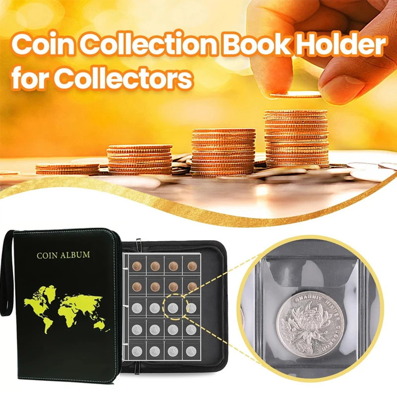 1/2pcs Coin Collection Book Holder for Collectors, 200 Pockets Coins Collecting Album, Coin Collection Organizer Storage Box