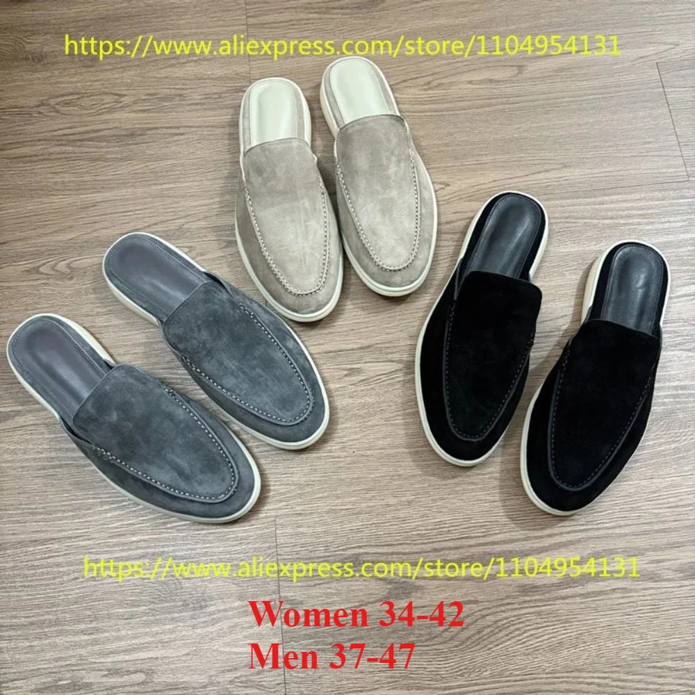 high quality Large Size Summer Muleshoes Cashmere Sheepskin velvet Classic Flat woman slippers Allgenuine leather Men's slippers