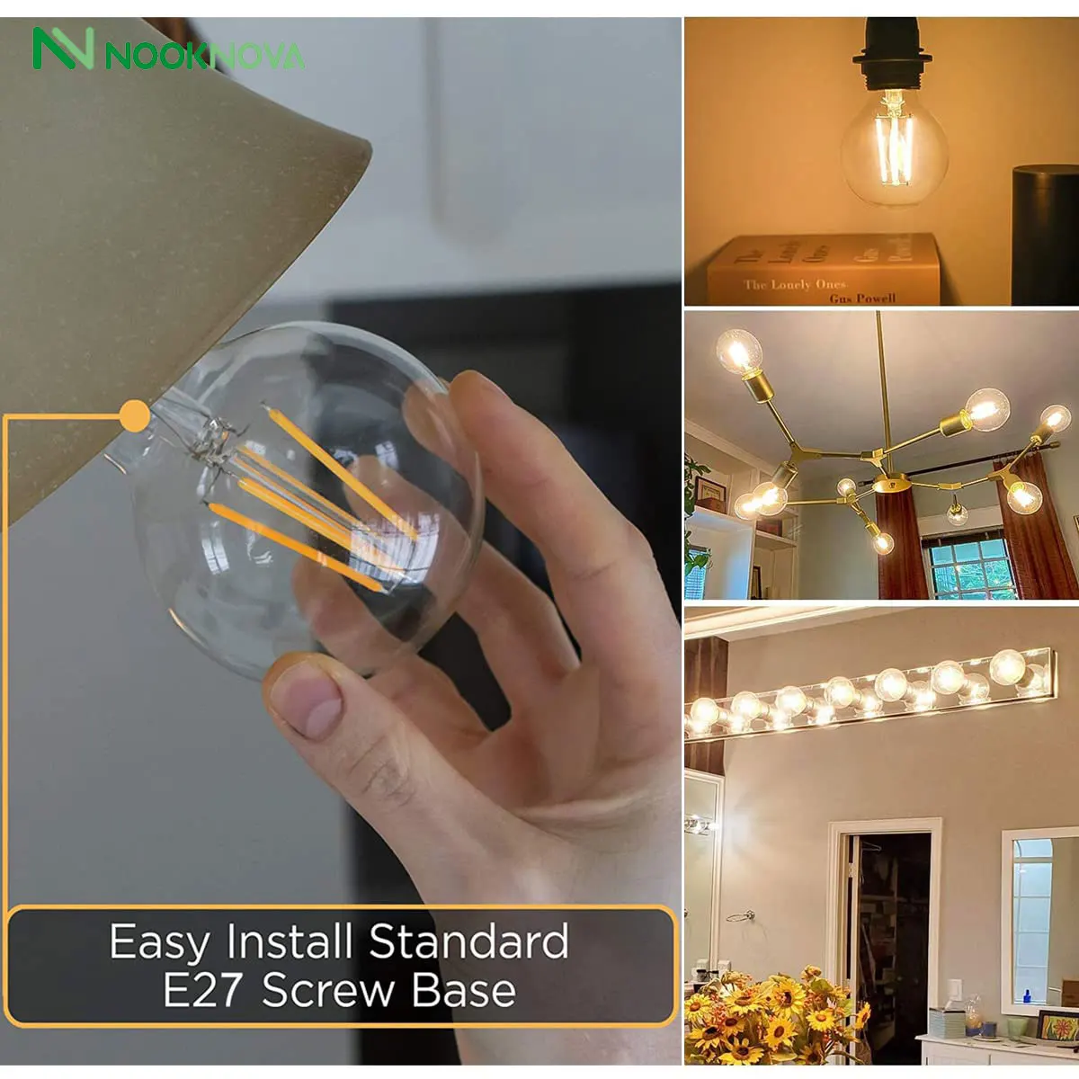 LED Filament Light Bulbs Basics E27 Edison Screw Bulb C35 G45 A60 ST64 G80 4W (equivalent to 50W) LED Bulbs