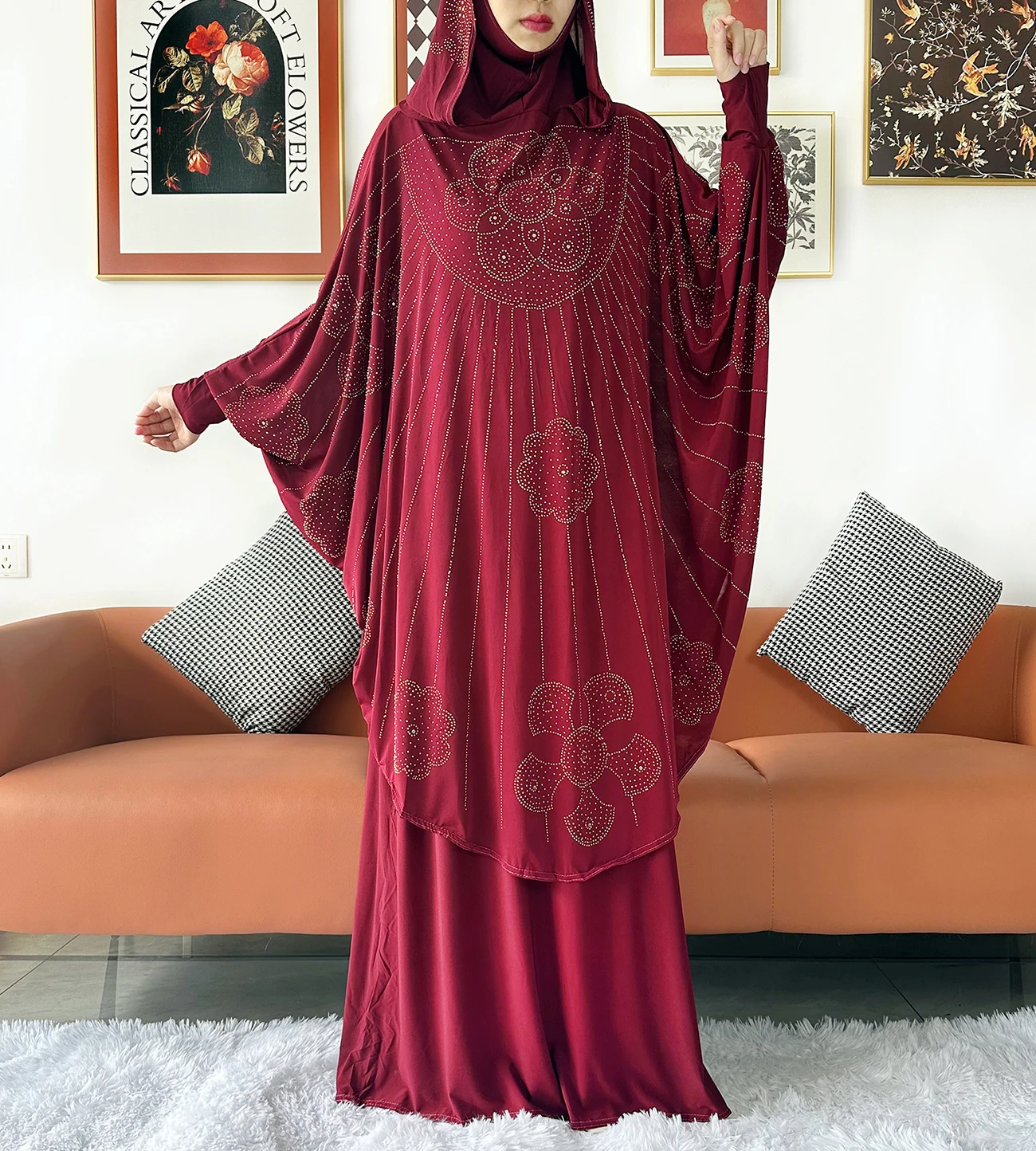 Two Piece Set Jilbab Prayer Clothes Muslim Abaya Set Women Prayer Garment Dress Hijab Long Khimar Skirt Sets Islamic Ramadan