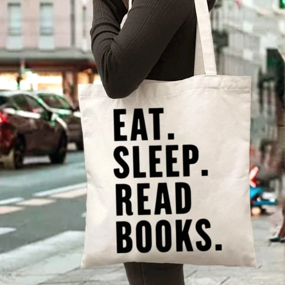 1pc Read Books Themed Printed Tote Bag, Reusable Shopping Bag, Suitable for Daily Commute, Library Check-in, Bookstore Shopping,