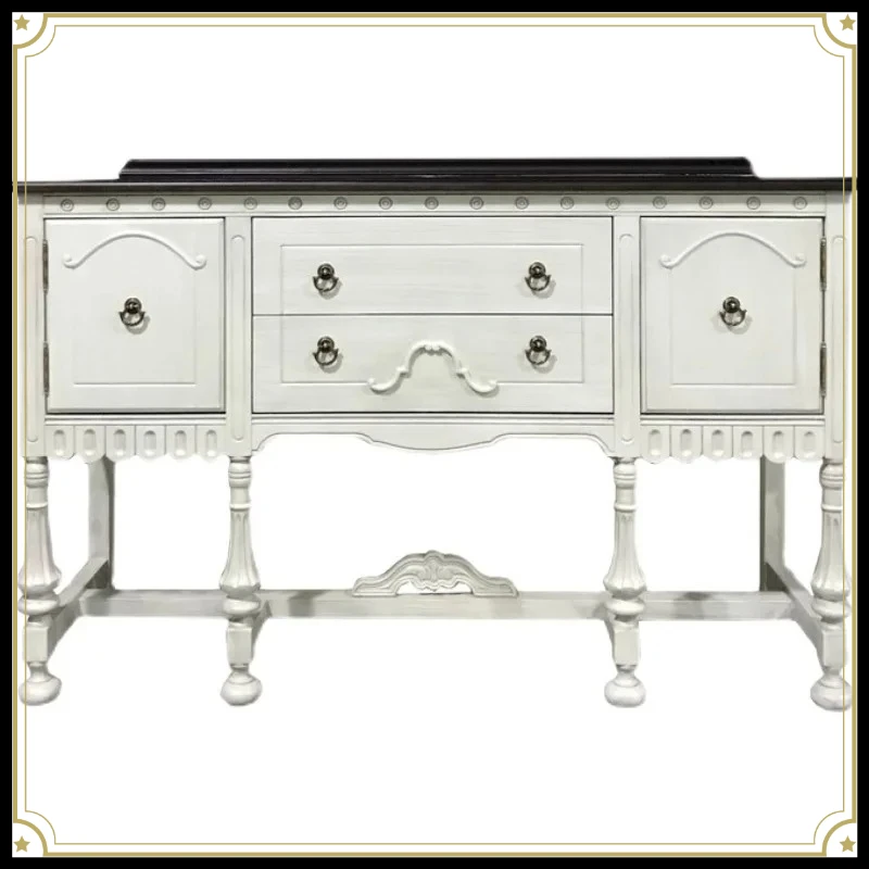 X-S  retro dining side cabinetentrance  solid wood carving flower decorative cabinet HG
