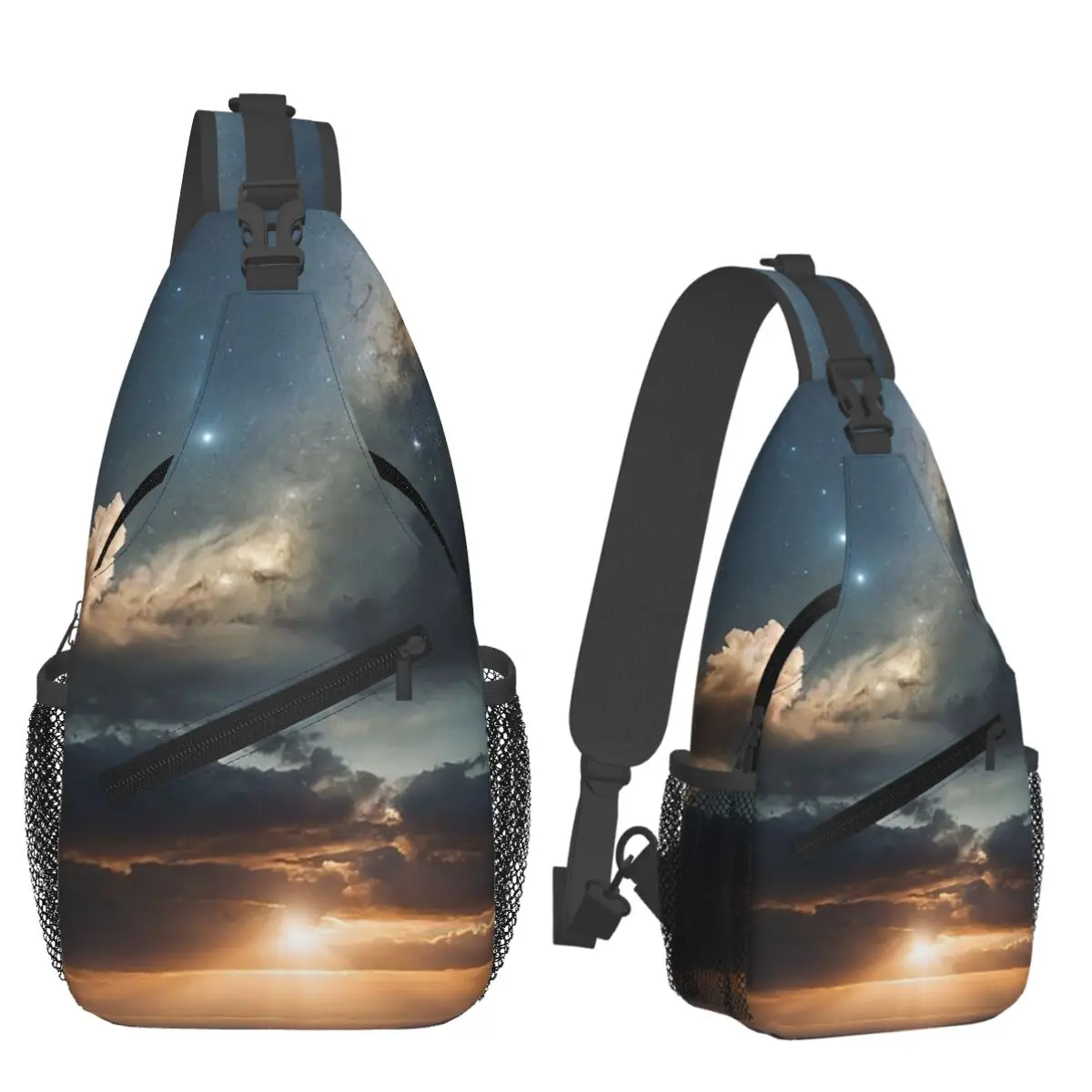 Starlit Sky Milky Way Starry Chest Bag Men Sling Crossbody Backpack Chest Bag Traveling Hiking Daypack Shoulder Bag