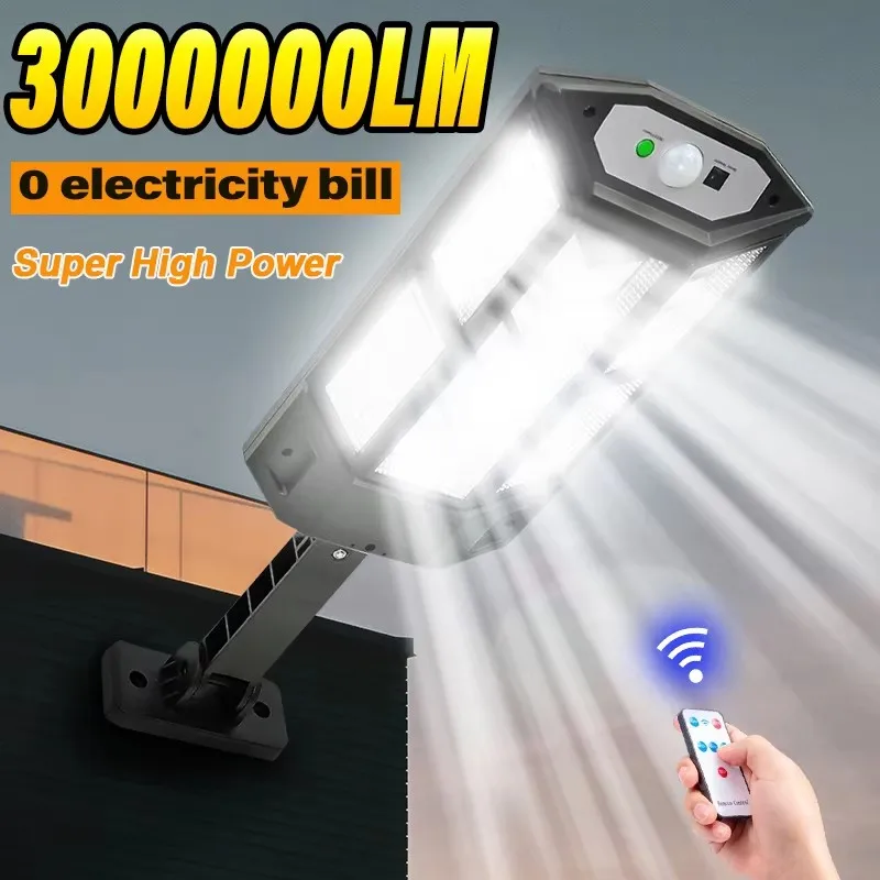 30000LM Irradiation 500㎡ Solar Light for Outdoor Sunlight Motion Sensor IP65 Waterproof Garden Street Wall External Solar Lamp