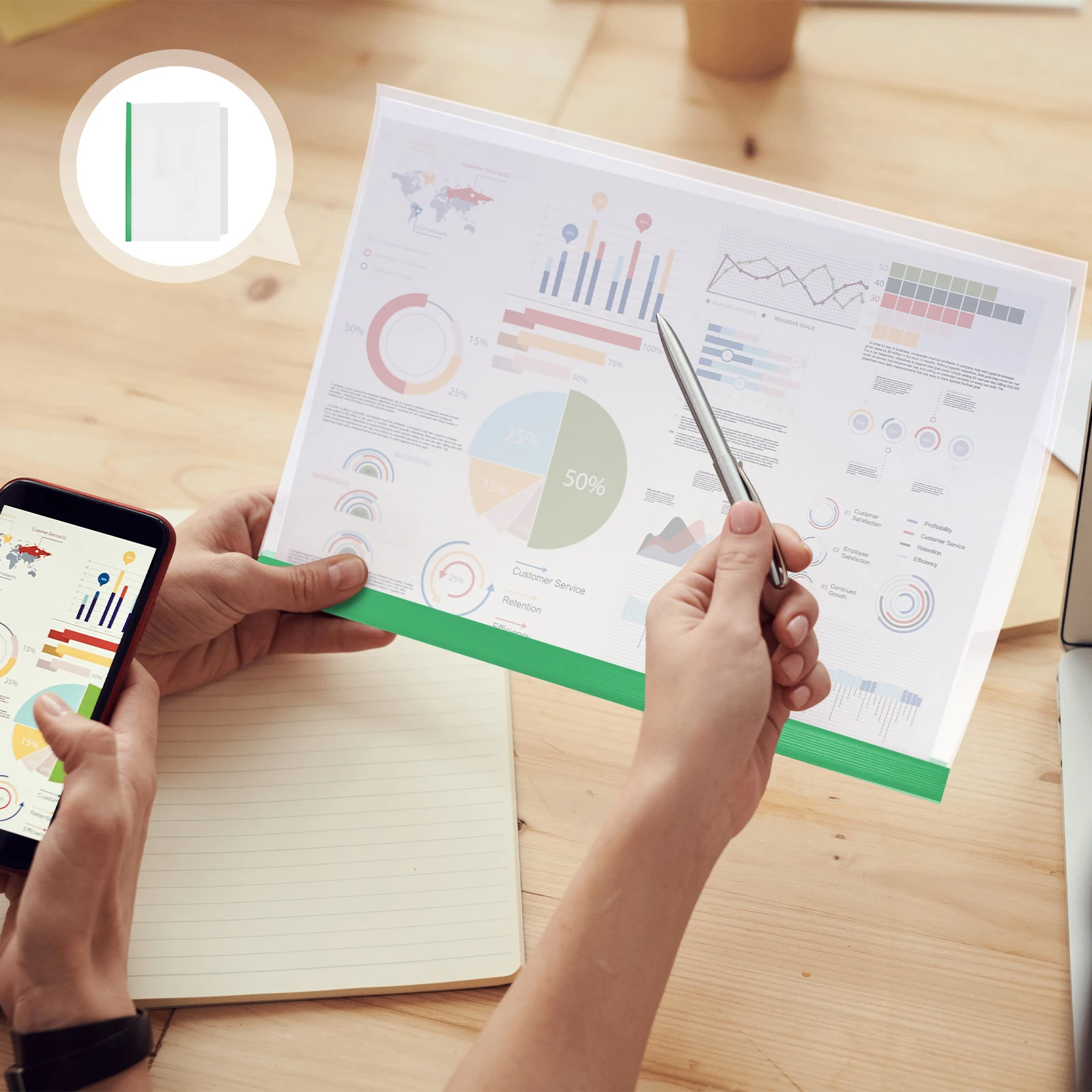 

10Pcs Transparent A4 Plastic File Folders Anti-Slip Rods for Document Organization Suitable for Schools Offices