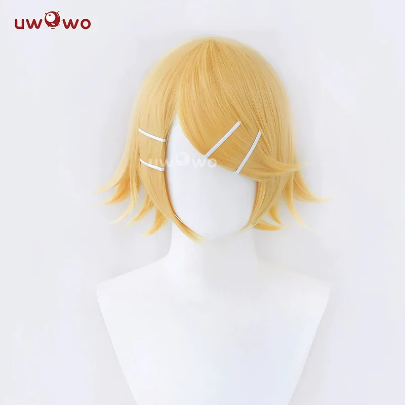 

UWOWO Rin Cosplay Wig Kagaminee Rin Costume Cosplay Wigs Short Yellow Hair 30CM Long