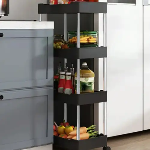 주방 욕실 보관 랙 3/4 층 롤링 카트 보관 선반, 이동식 갭 슬림 슬라이드 정리함 선반, 거실 랙, 1 개 