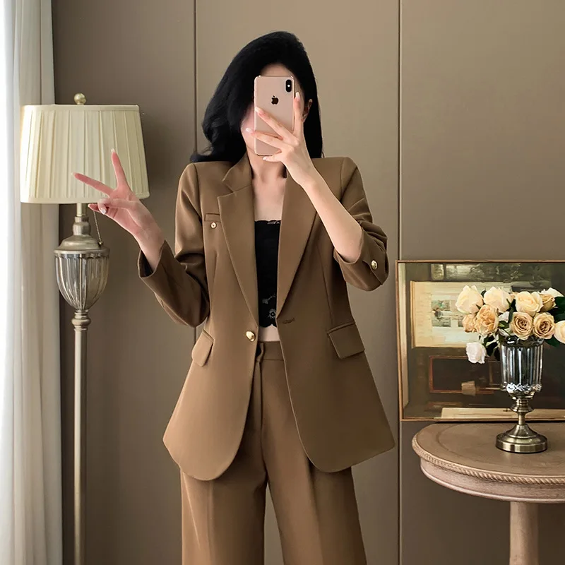 High-End Off-White Professional Suit Set for Women, Autumn New Style, Mature Lady Formal Casual Fashion Suit Workwear