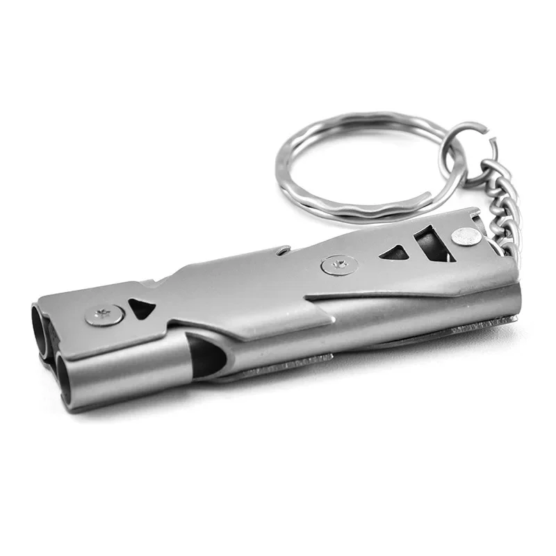 High Decibel Outdoor Life-Saving Emergency Whistles Stainless Steel Portable Keychain Pipe Urgency Survival Multifunction Tool