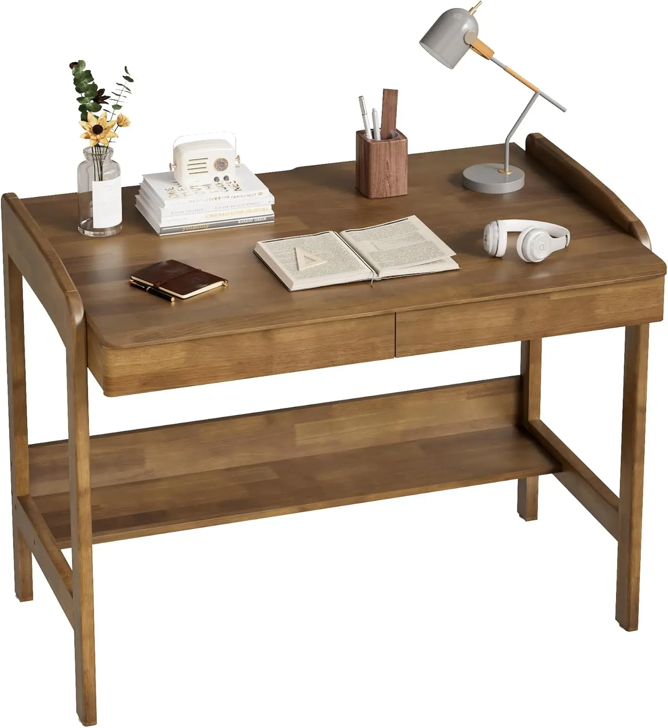 

Регулируемый письменный стол Mid Century Modern из массива орехового дерева, 40 дюймов