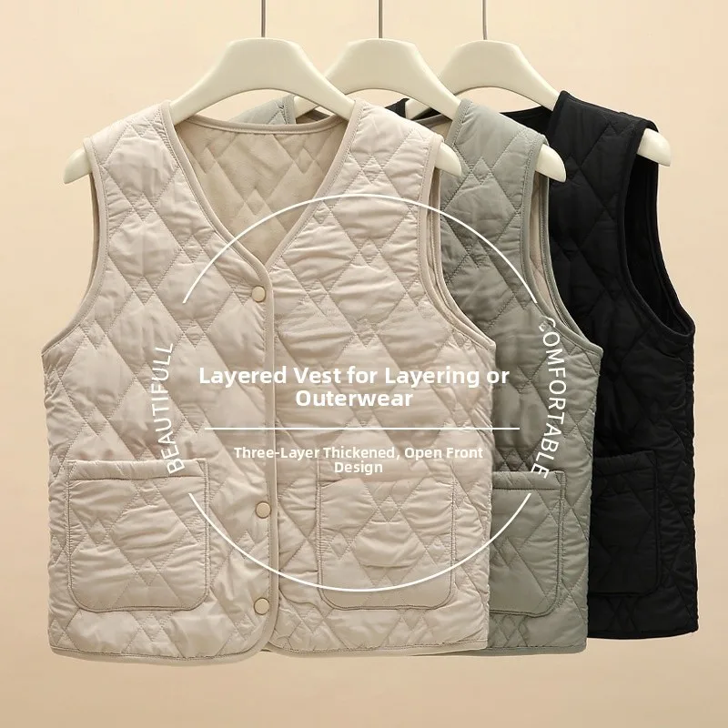 Dames Fce gevoerd vest H7 met ket Herfst Winter Warm Spor Casual ort oulder Pad Binnenkleding Polyestervezel
