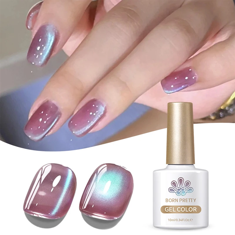 Nascido bonito 8 garrafas violeta neblina gato magnético gel polonês conjunto com ímã vara de vidro luar embeber fora uv verniz maniure