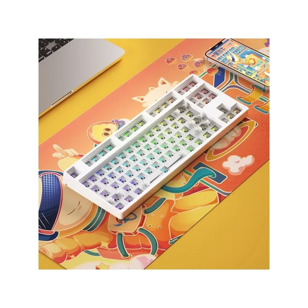 Imagem -03 - Kit de Teclado Mecânico Tri-modo Permutável Personalizado sem Fio Bluetooth 80 Layout 87 Teclas Rgb Tipo-c com Fio Ergonomia Diy