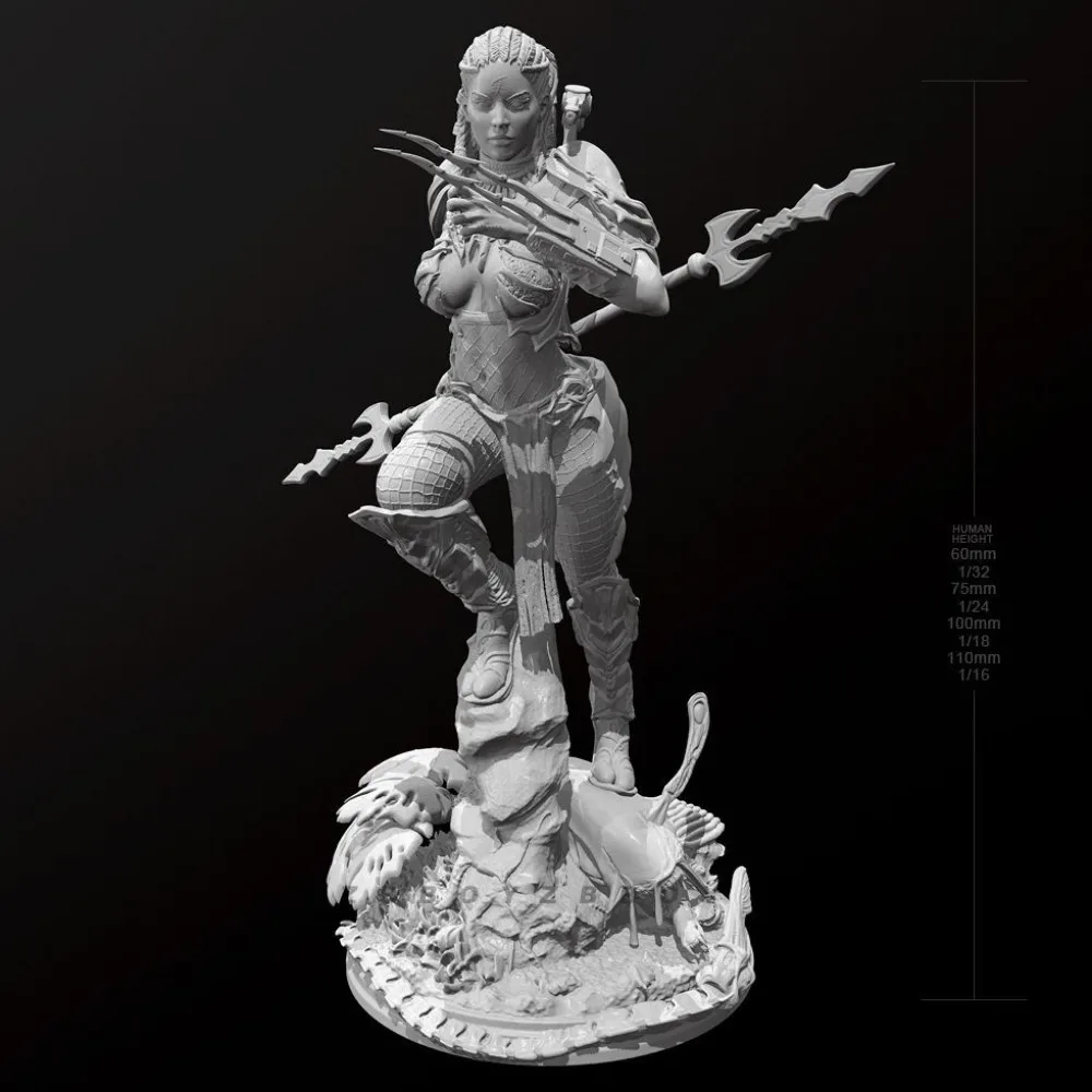 50mm 75mm 100mm 110mm The Bestial Huntress Nidalee Unpainted Resin Figure Kits Model Unassembled Figurines Crafts