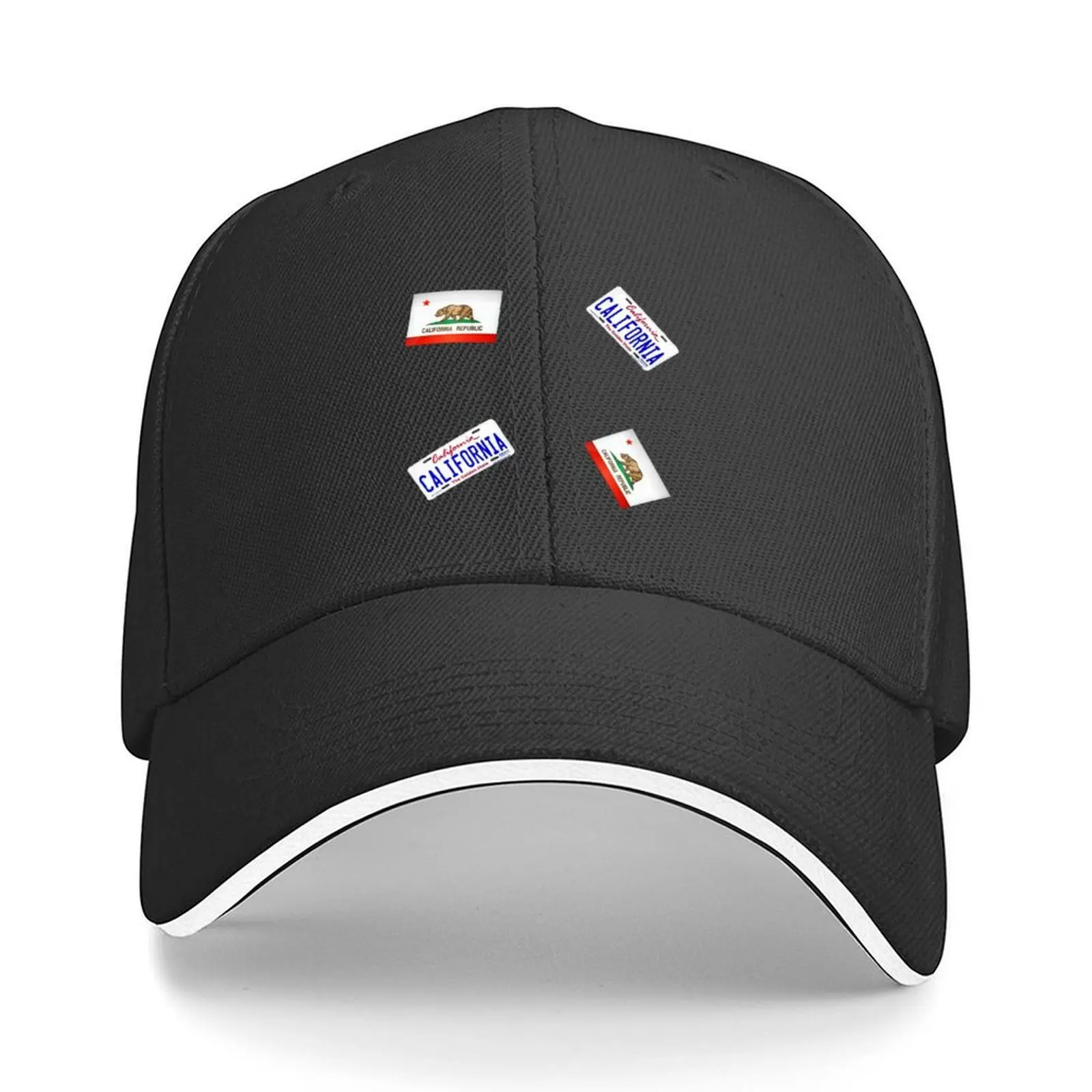 

California Flag and California License Plate Sticker PackPattern Baseball Cap foam party Hat Custom Cap Icon For Men Women's