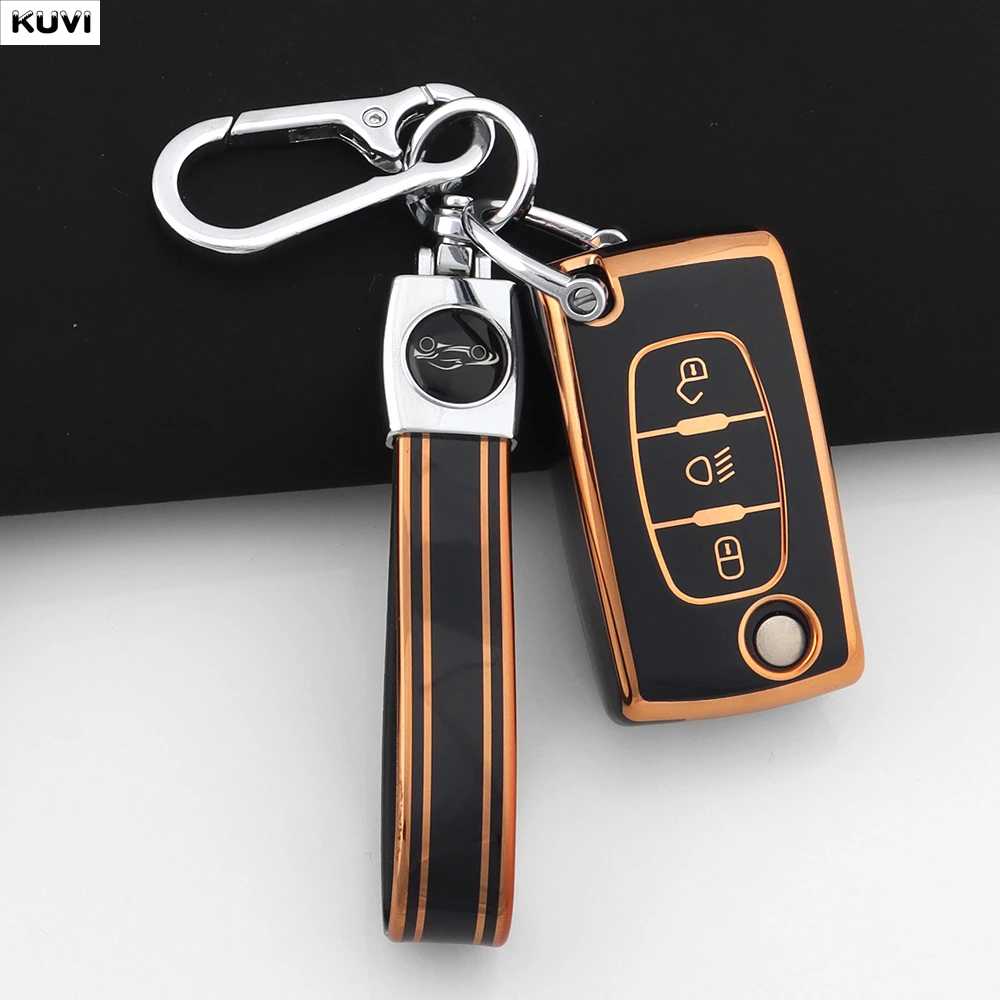 HOT TPU Flip-Autoschlüsselhülle für Citroen C2 C3 C4 C5 C6 Xsara Berlingo für Peugeot 207 307 308 407 607 807 Schlüsselanhänger-Schutzhülle