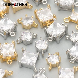 Gufeather mc75-ジュエリーアクセサリー,18Kゴールドサートウメッキ,ニッケルフリー,銅,ジルコン,チャーム,日曜大工,ピース/ロット