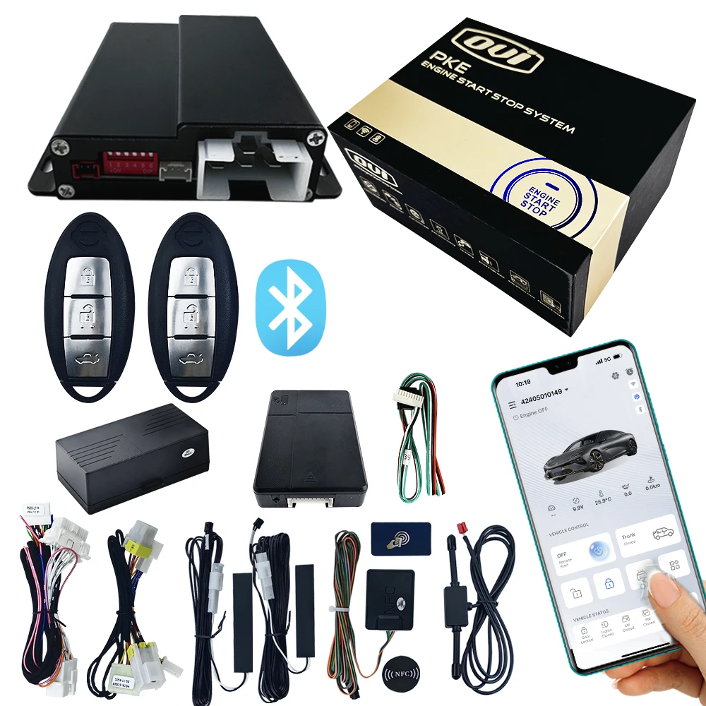 OVI 8900 Smart Car Key Mobile Phone Control Remote Start Car PKE Car Alarm System For Nissan Bluebird Sylphy Plug And Play