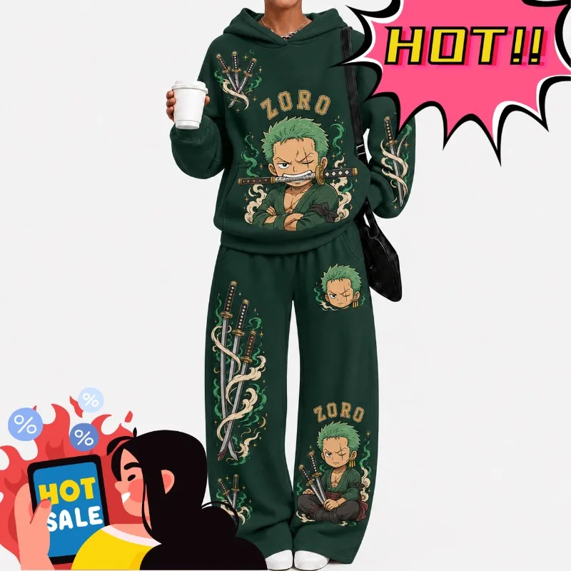 One Piece Anime Printed Costume, Handsome Three Blade Flow Solon Set,Hoodie and Pants,Comfortable Clothing for Autumn and Winter