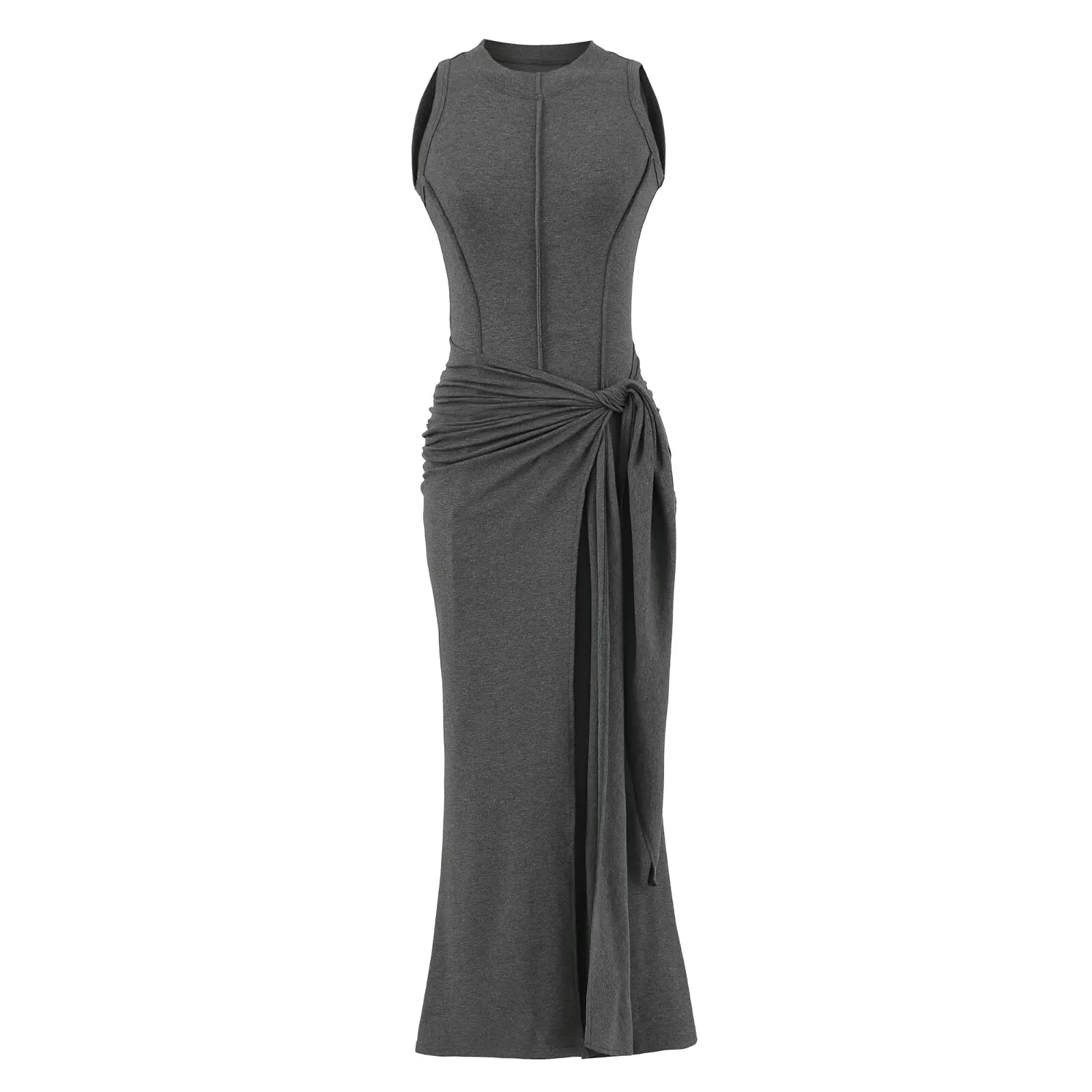 Ele High-End ey Svel Weste Dr Damen Sommer Slim Fit Fake Zweiteiler Wrap Around Hot Girl Langer Rock