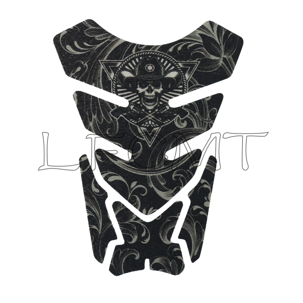 Frosted Anti Slip Motorrad Tankpad Totenkopf Aufkleber Heizöl Gas Tank Pad Schutz Aufkleber Universal Fit für Yamaha Suzuki Honda