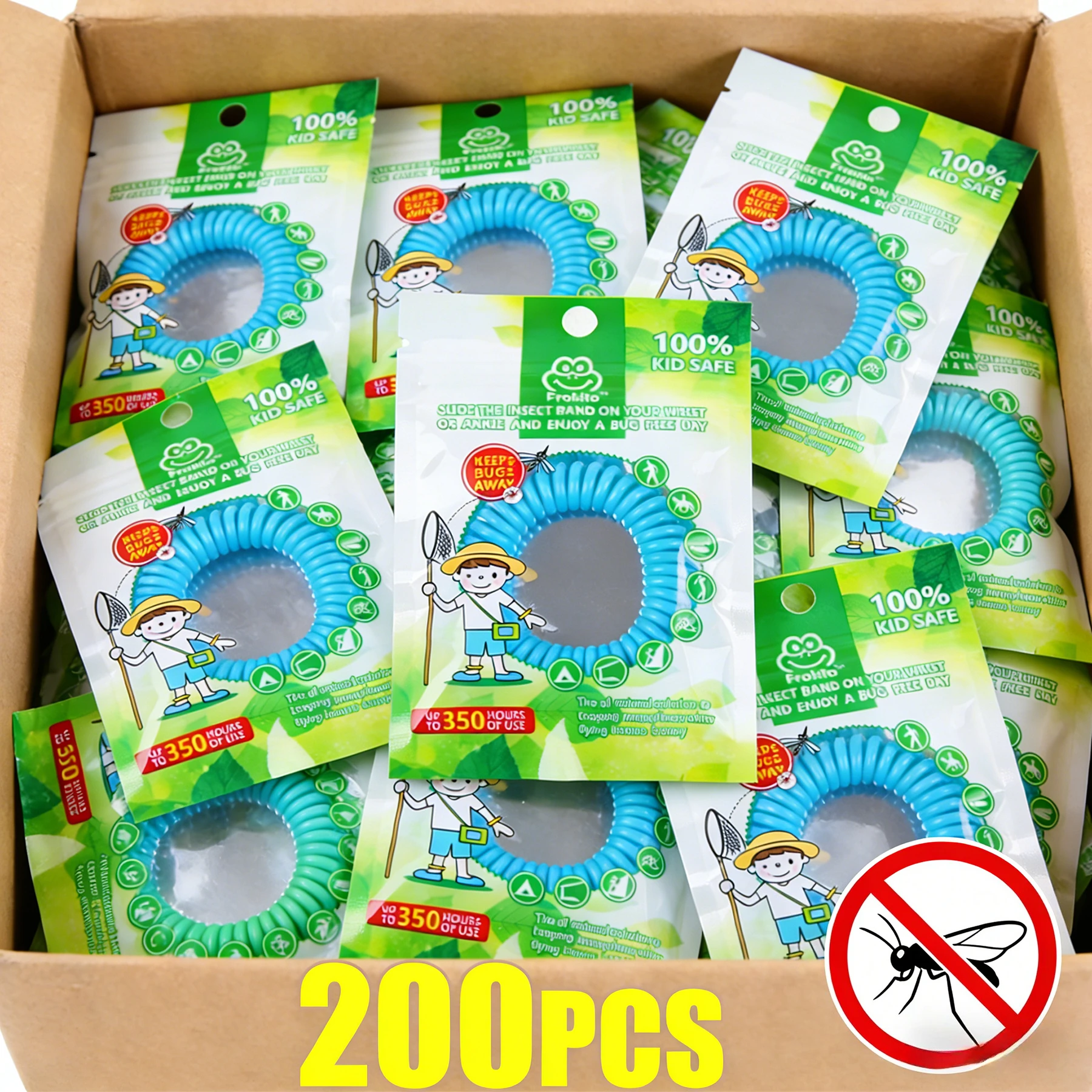 Pulseras repelentes de mosquitos, repelente natural de mosquitos, sin DEET, pulsera repelente de mosquitos resistente al agua para adultos y niños al aire libre, 10-200 Uds.