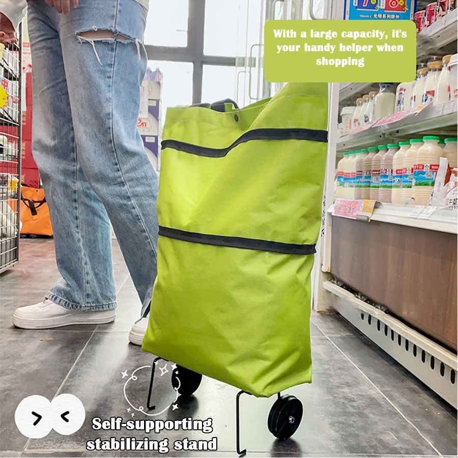 Portable shopping cart with wheels, foldable express delivery, household grocery bags, hand drawn carts, small trailers