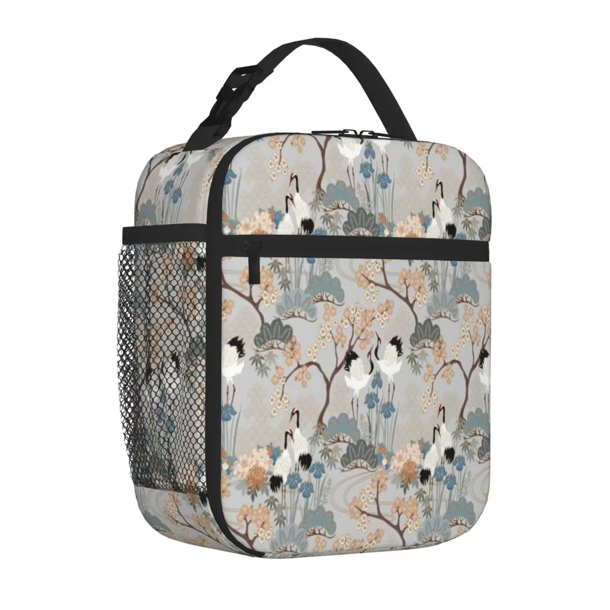 Hot Sale Japanese Garden Gray Nautical Lunch Tote Train Ride Work Lunch Bag