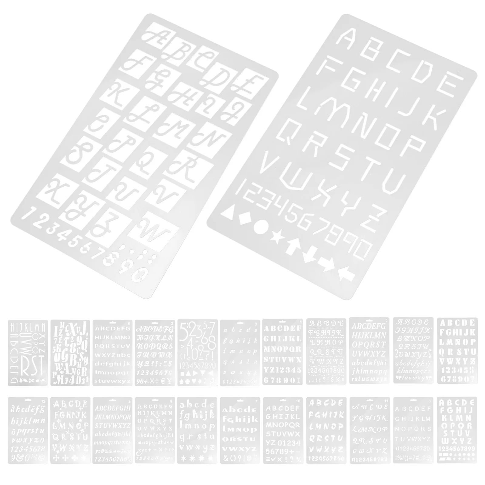 

24Pcs Reusable Painting Stencils Alphabet Number Letter Templates Plastic Stencil Supplies for DIY Art Craft Home Wall