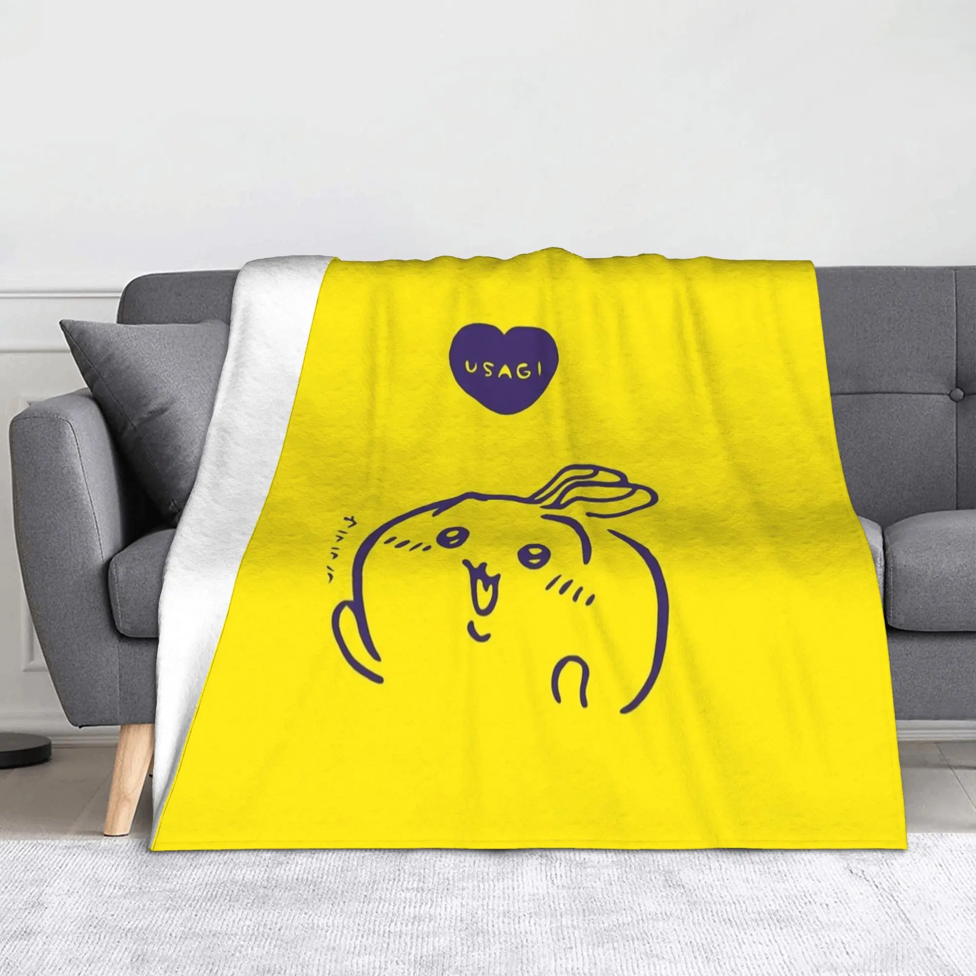 

Usagi Heart Love Chiikawa Blanket Velvet Autumn/Winter Multifunction Ultra-Soft Throw Blanket for Sofa Outdoor Bedspread