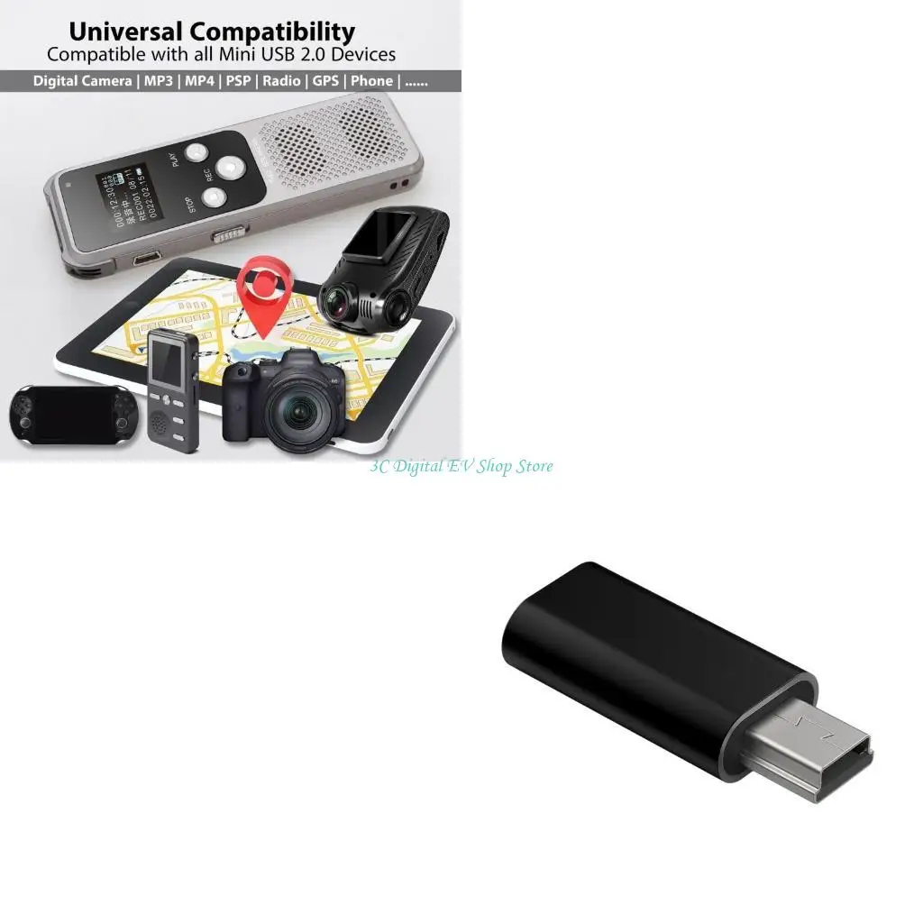 

E74D Mini USB Male to Type C Female Connector Adapter Type C Charging Data Transfer