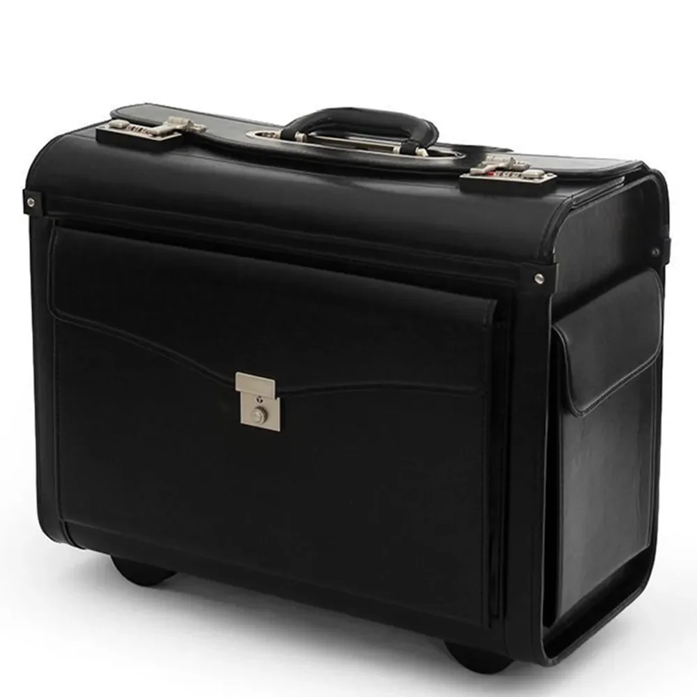 Business Suitcase Wheel Trolley Case 18 Inch PU Boarding Flight Box Laptop Tablet Computer Storage Bag Luggage Men Women Handbag