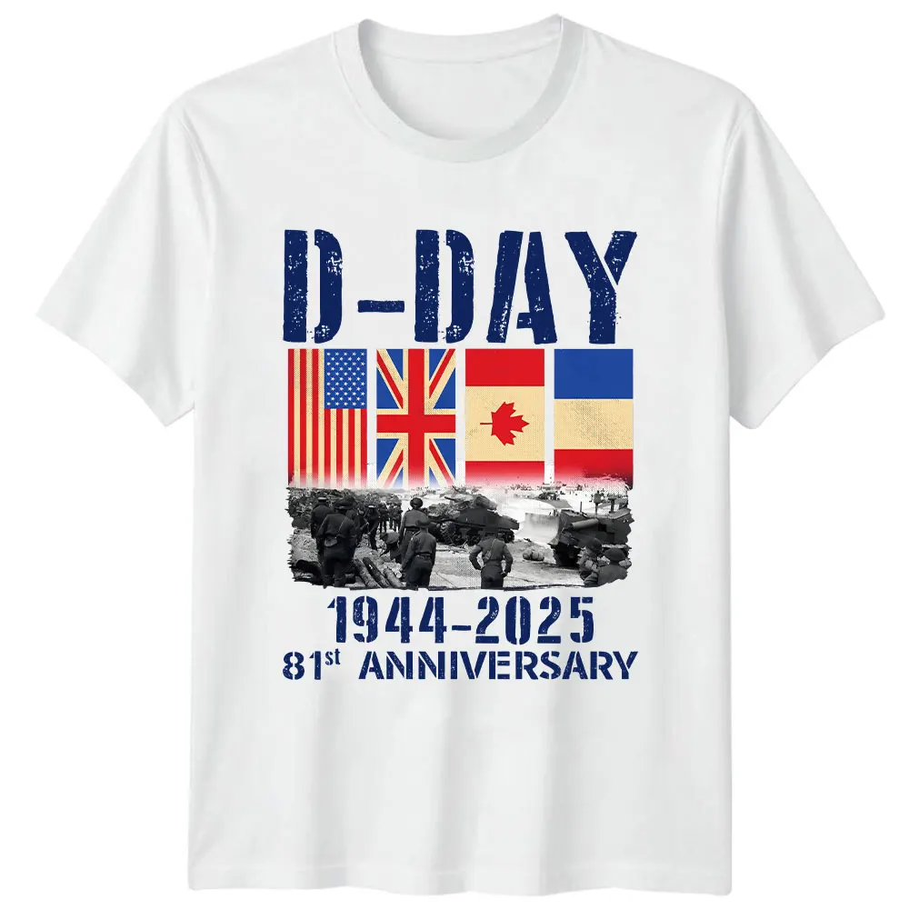D-Day Men T Shirt Omaha Beach 1944 D-Day 2025 81st Anniversary Normandy Shirt Seteran Remembrance Day WW2 Tee Operation Overlord