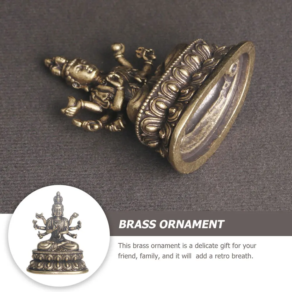 

Thousand Hands Guanyin Statue Brass Craft Golden Buddha Decor For Home Office Temple Desktop Religious Ornament
